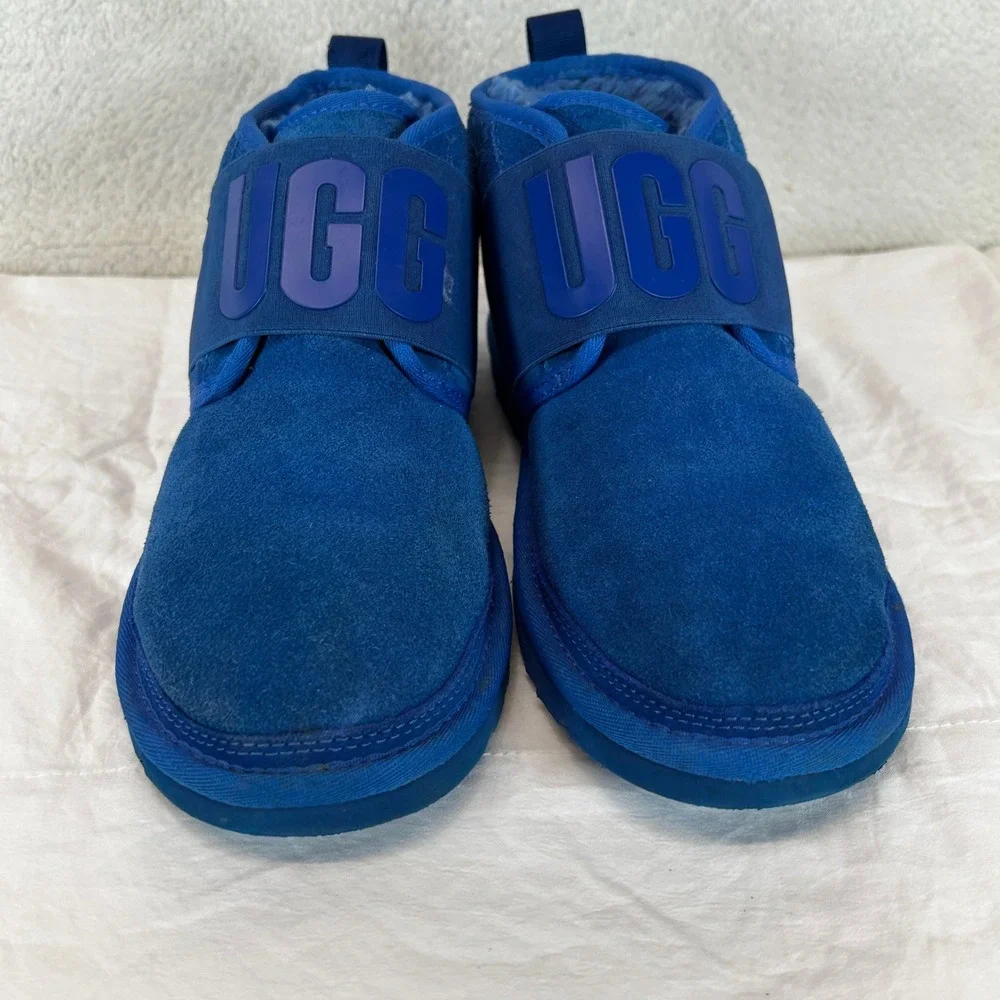 UGG Neumel Blue Suede‎ Shearling Elastic Strap Boots Mens 7